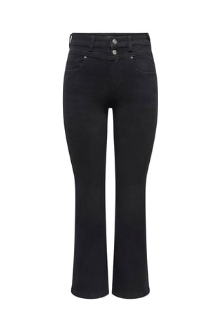 Jean flare taille haute- Noir chiné