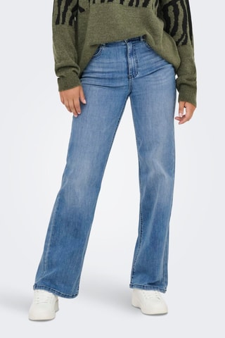 Jean wide legs taille haute - Bleu