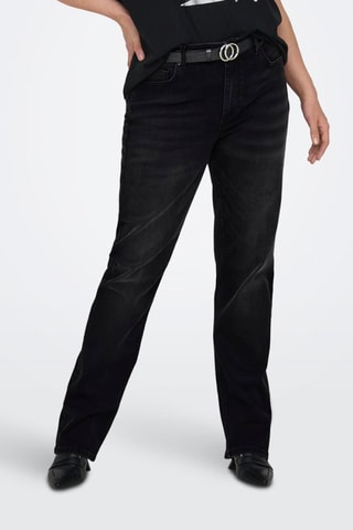 Jean droit en coton biologique taille haute - Noir