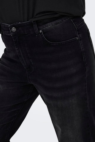 Jean droit en coton biologique taille haute - Noir
