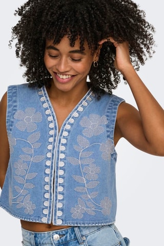 Veste en jean sans manches - Ciel