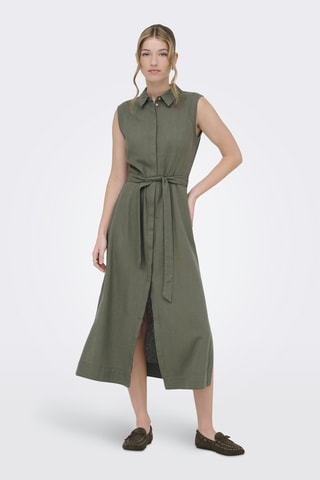 Robe chemise en lin - Vert olive