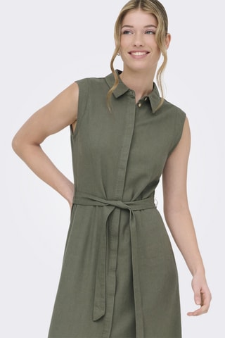 Robe chemise en lin - Vert olive