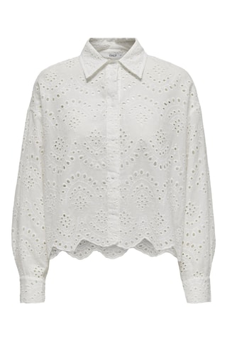 Camisa loose con bordado inglés - Blanco