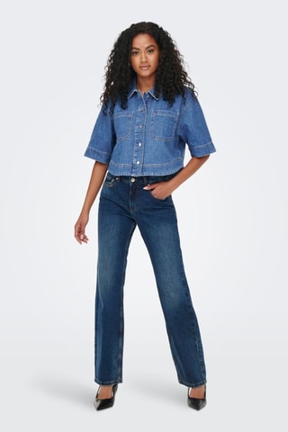 Chemisier standard en jean en coton biologique - Bleu