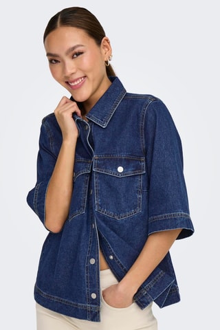 Chemisier regular en jean - Bleu marine