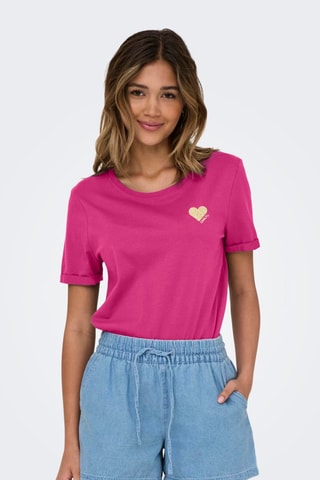 T-shirt regular en coton biologique - Rose foncé