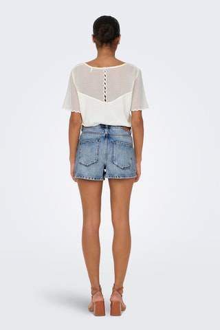 Short vaquero regular fit de algodón orgánico de tiro alto - Azul claro