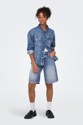 Short baggy en jean et coton biologique taille haute - Ciel