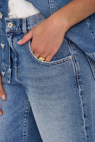 Short baggy en jean et coton biologique taille haute - Ciel