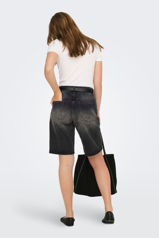 Short baggy en jean et coton biologique taille haute - Noir