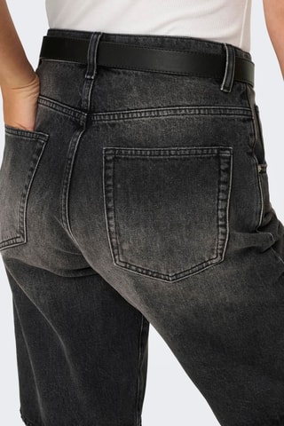 Short baggy en jean et coton biologique taille haute - Noir