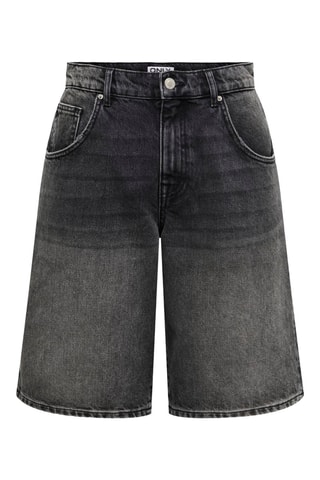 Short baggy en jean et coton biologique taille haute - Noir