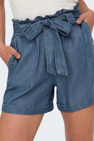 Short en denim taille haute - Bleu cobalt