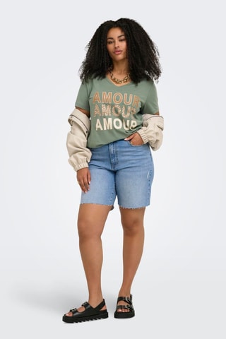 Short en jean regular taille haute - Bleu