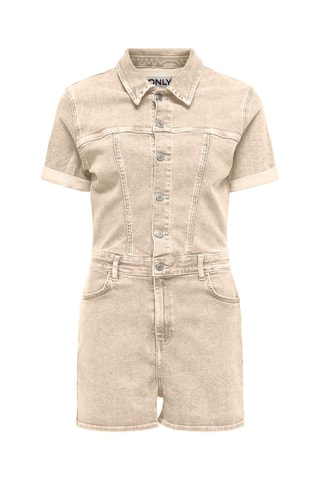 Combishort en jean - Ecru