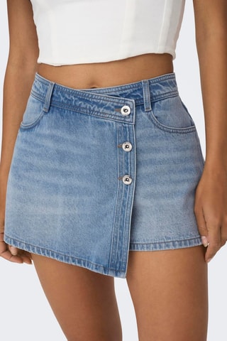 Jupe-short en jean taille haute - Bleu