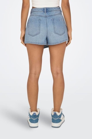 Jupe-short en jean taille haute - Bleu