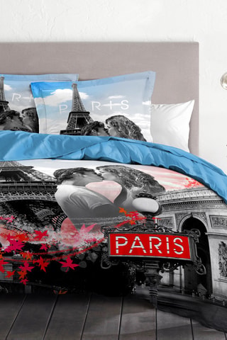 Juego de nórdico de algodón 57 hilos/cm² París - Azul