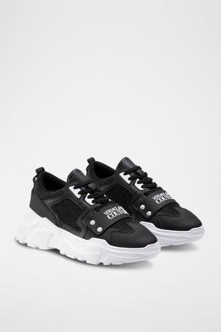 Zapatillas de piel con plataforma - Negro