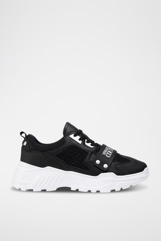 Zapatillas de piel con plataforma - Negro
