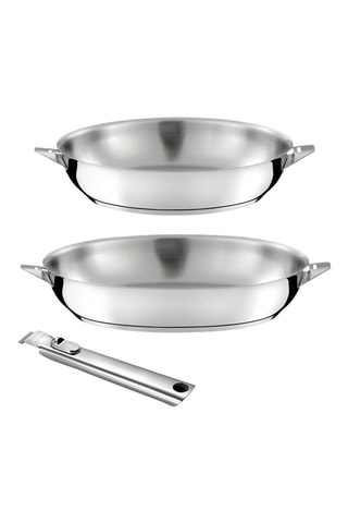 2 Roestvrijstalen Koekenpannen met Keramische Bekleding en Afneembare Steel Elisée - 24/28 cm