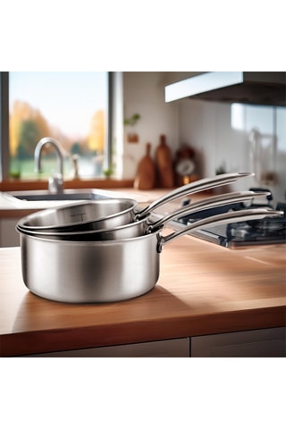 3 Roestvrijstalen Steelpannen Gourmet - 16/18/20 cm