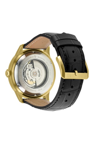 Relógio automático em couro Guggenheim Sellita SW200-1 Preto e dourado