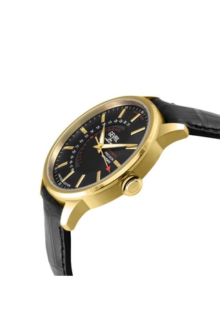 Relógio automático em couro Guggenheim Sellita SW200-1 Preto e dourado