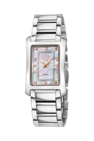 Montre à quartz en acier et diamants Luino - Argenté et doré rose