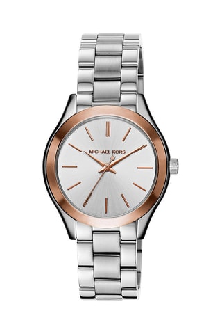 Reloj de cuarzo de acero Mini Slim Runway - Plateado y rosa dorado