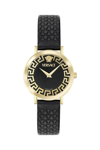 Reloj de cuarzo de piel bovina - Negro y dorado