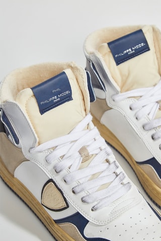 Zapatillas altas de piel Recycle' Mixage - Blanco