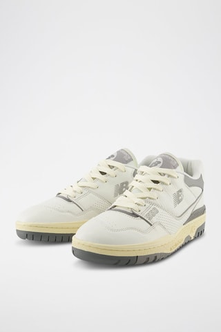 Zapatillas de piel - Blanco y gris claro