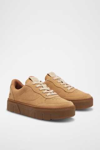 Zapatillas de nobuk con plataforma - Beige