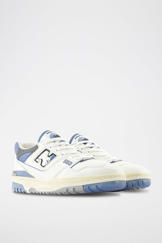 Zapatillas de piel - Crudo y azul cobalto