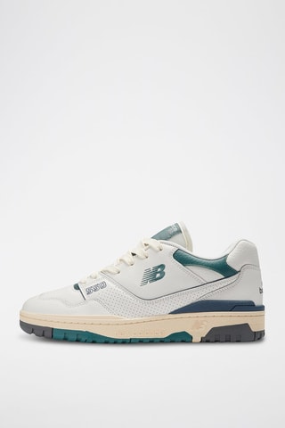 Zapatillas de piel - Blanco y verde oscuro