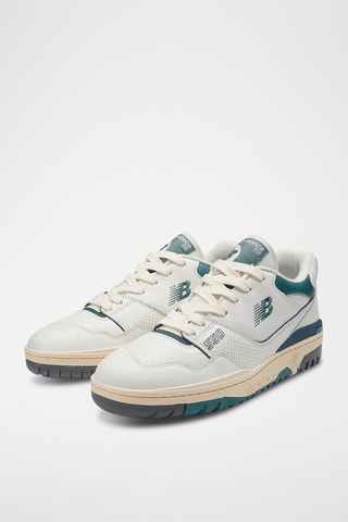 Zapatillas de piel - Blanco y verde oscuro