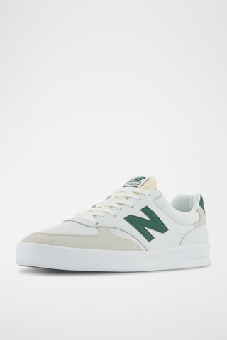 Zapatillas de piel 300 - Blanco y verde oscuro