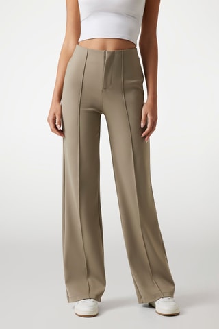 Pantalon flare taille haute - Taupe