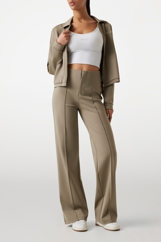 Pantalon flare taille haute - Taupe