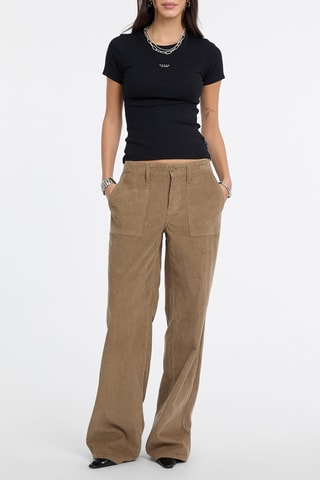 Pantalon wide legs en velours - Beige