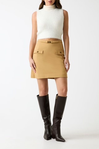 Minijupe taille haute - Beige