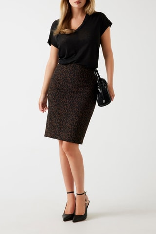 Jupe droite taille haute - Marron