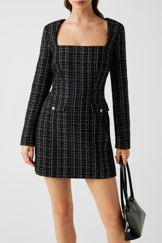 Robe droite en tweed - Noir