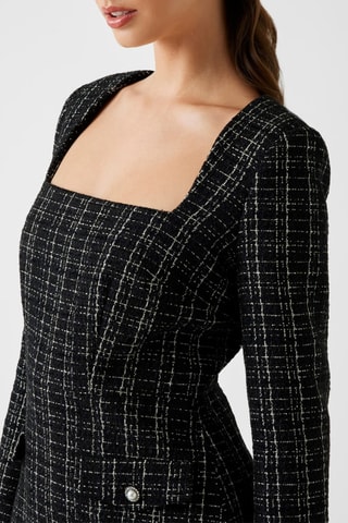 Robe droite en tweed - Noir