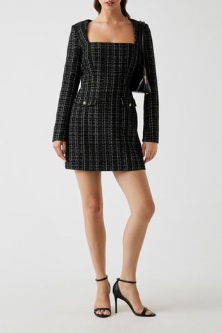 Robe droite en tweed - Noir
