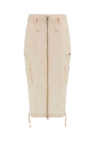 Jupe midi taille haute - Beige