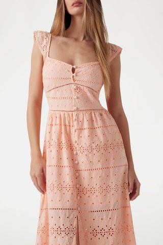 Robe longue en broderie anglaise - Orange