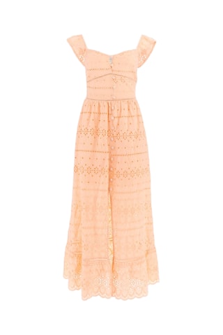 Robe longue en broderie anglaise - Orange